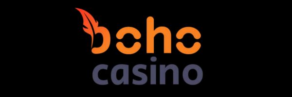 Boho Casino banner with pokie hit frequency statistics beside spinning reels